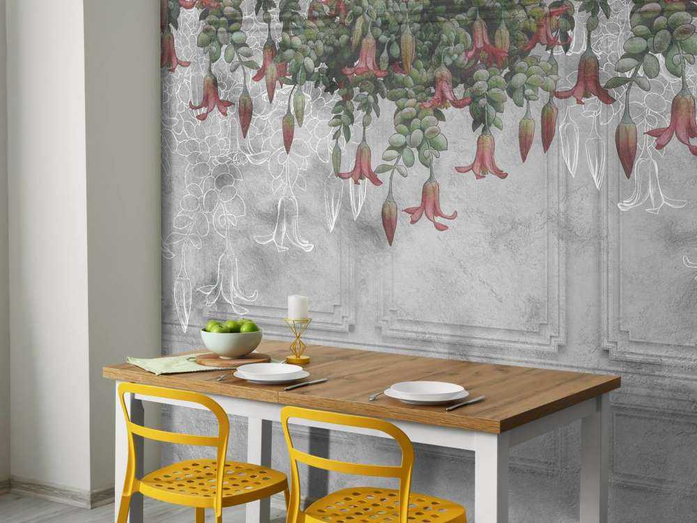 Klassische graue Polsterung mit Blumen