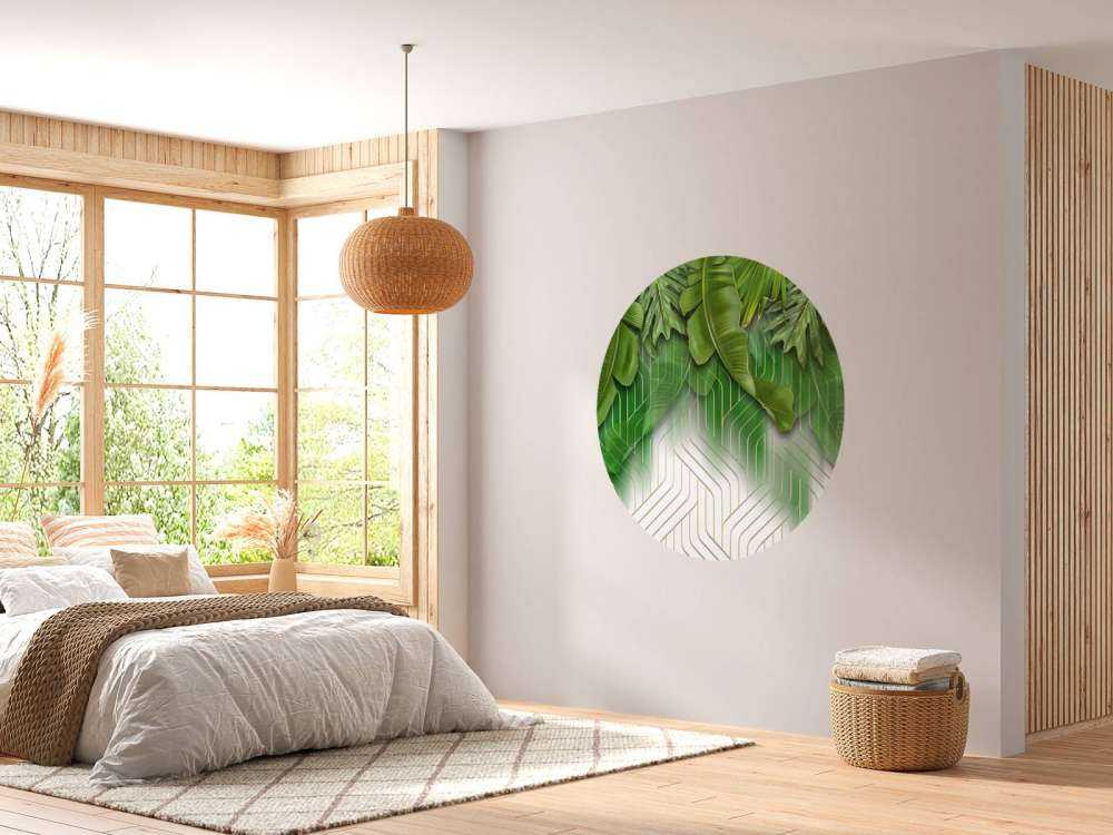 Goldene Linien Effekt mit grünen Blättern