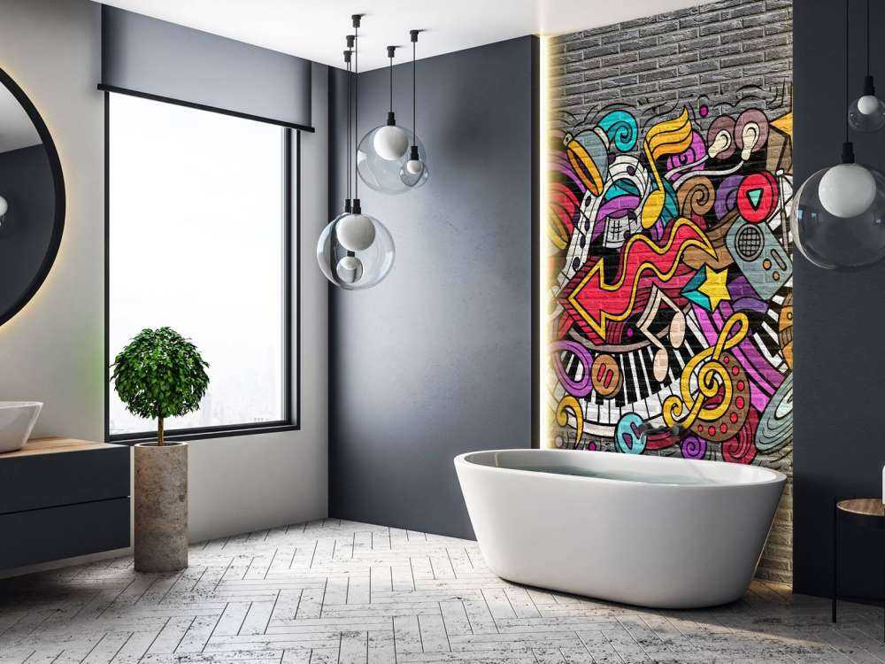 Musik-Graffiti auf Backstein