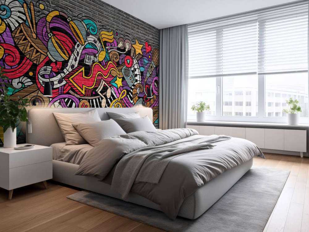 Musik-Graffiti auf Backstein