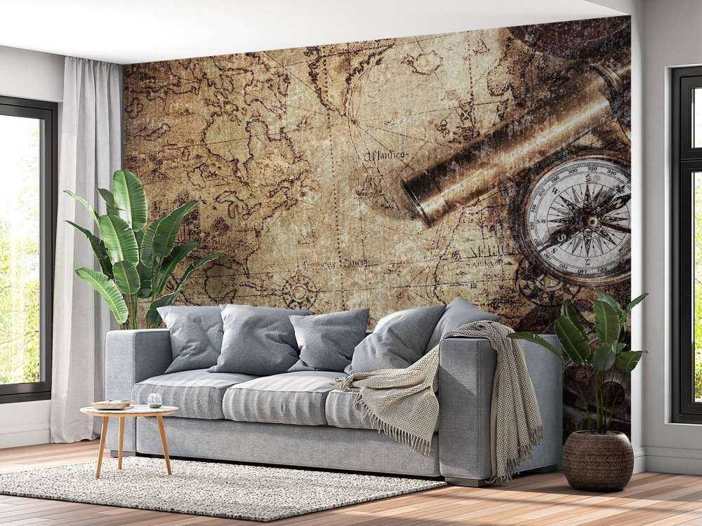 Weltkarte mit Kompass