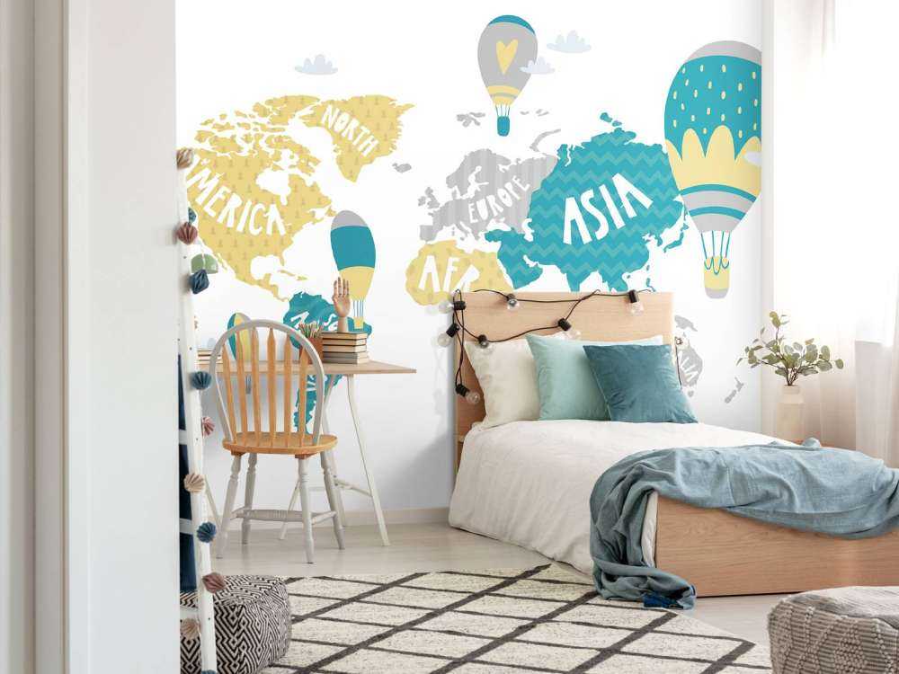 Weltkarte mit Luftballons