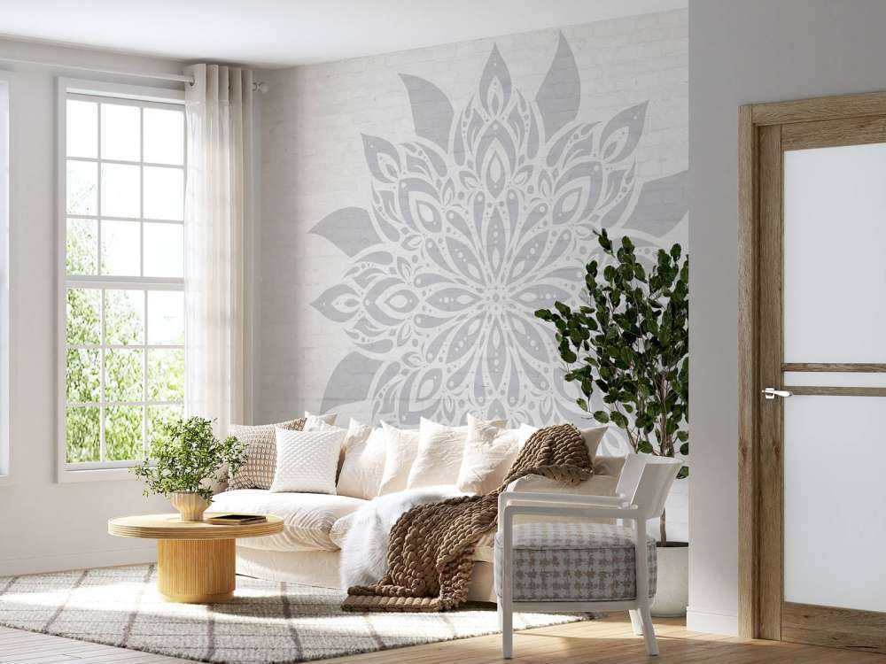 Weiches Grau Mandala Blume