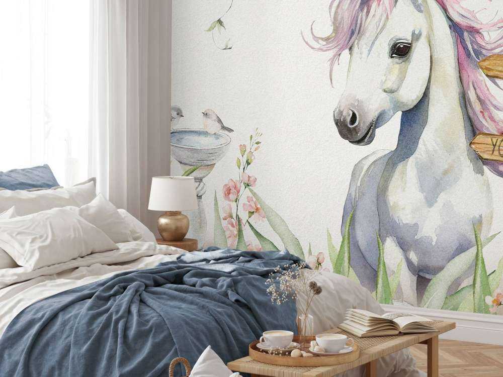 Baby-Einhorn mit Pflanzen