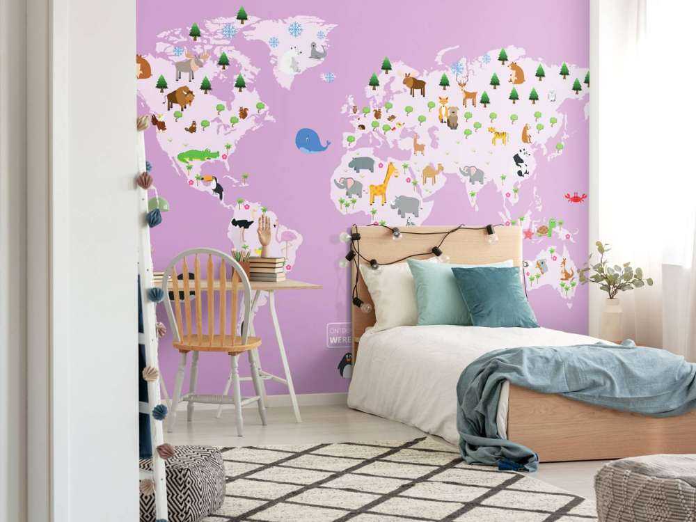 Kinder Weltkarte rosa