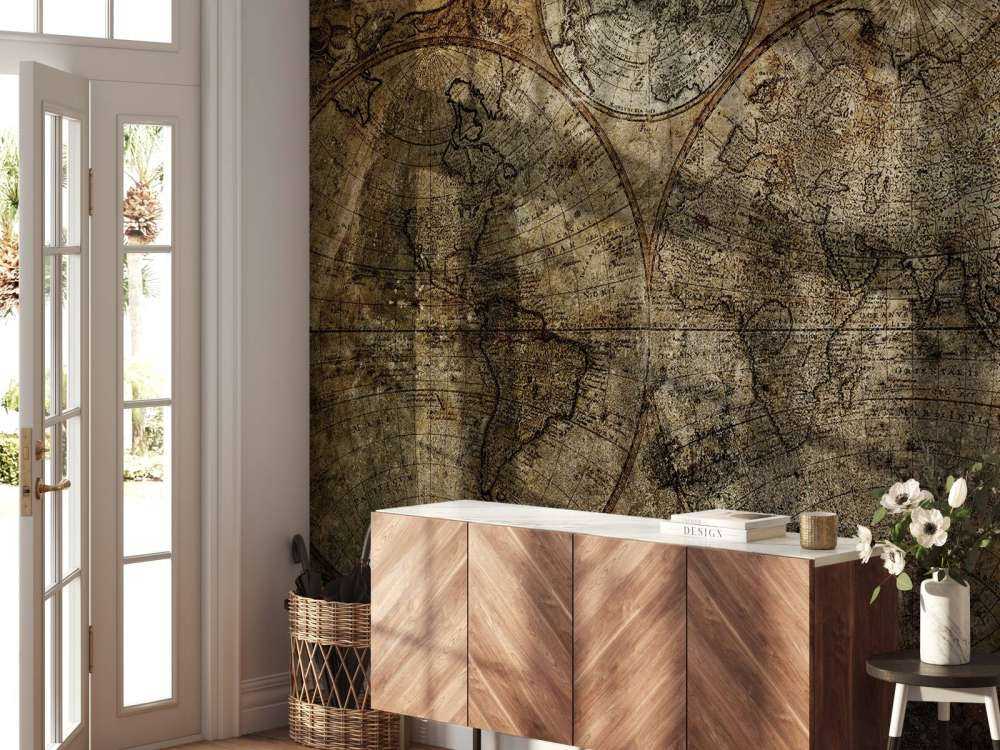 Alte verbrannte Weltkarte