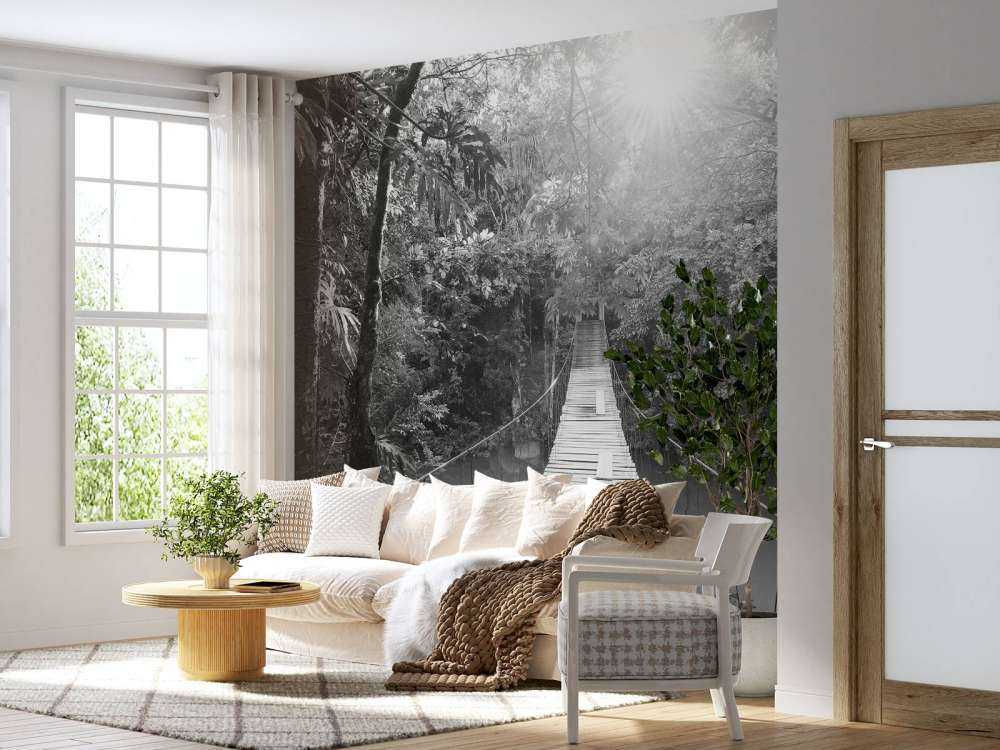 Hängebrücke schwarz und weiß