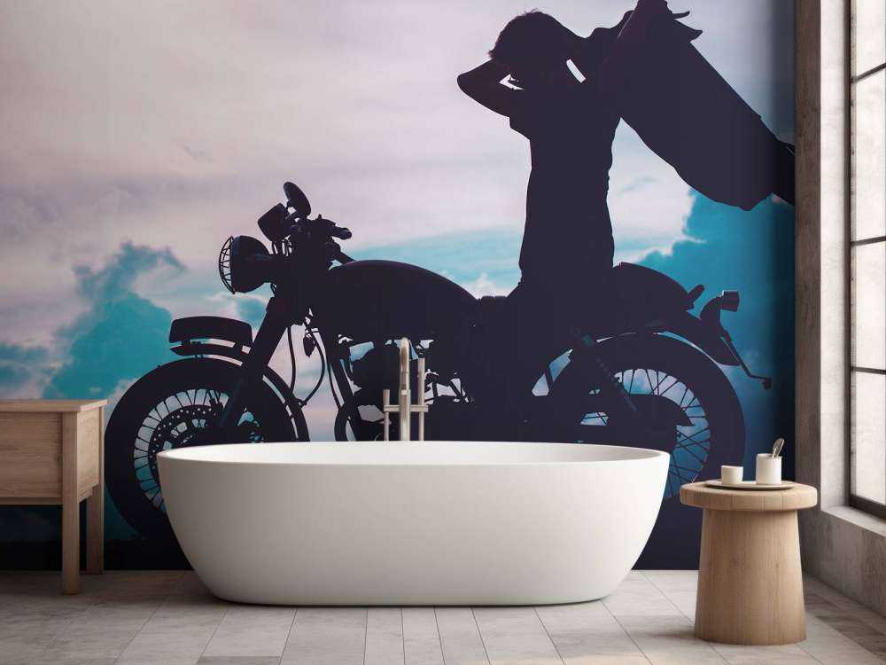 Silhouetten-Motorradfahrer