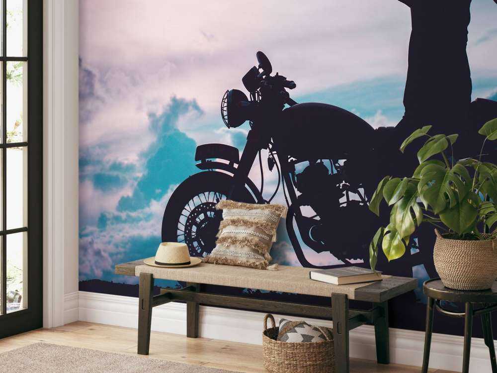 Silhouetten-Motorradfahrer