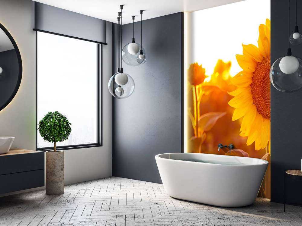 Warmes Sonnenblumenfeld