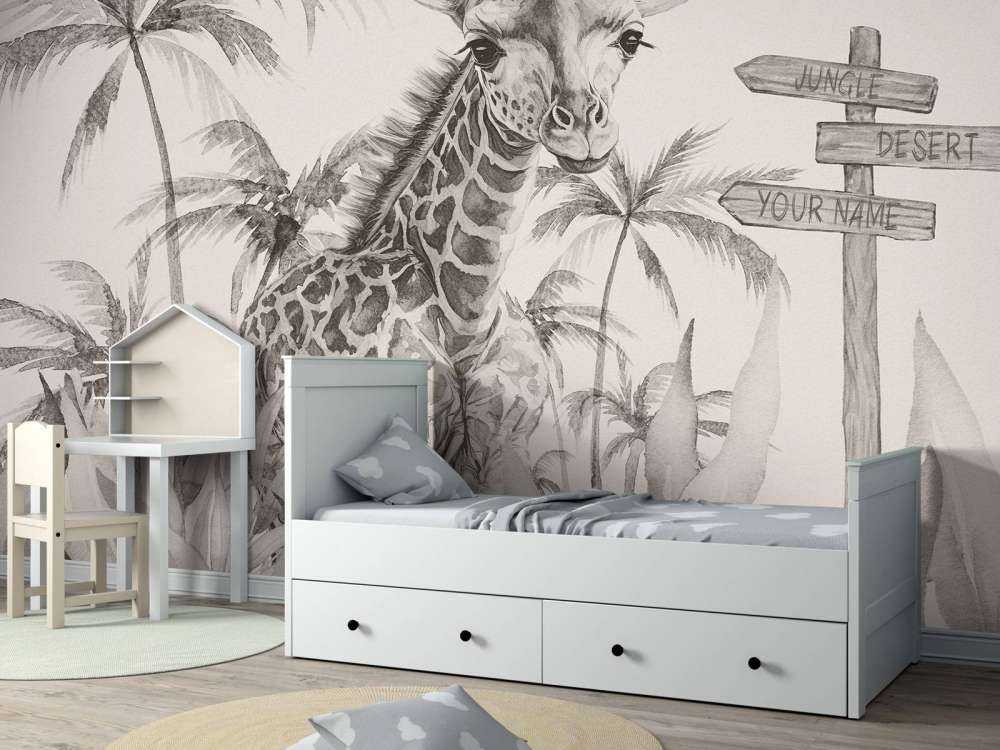 Baby Giraffe im Dschungel beige