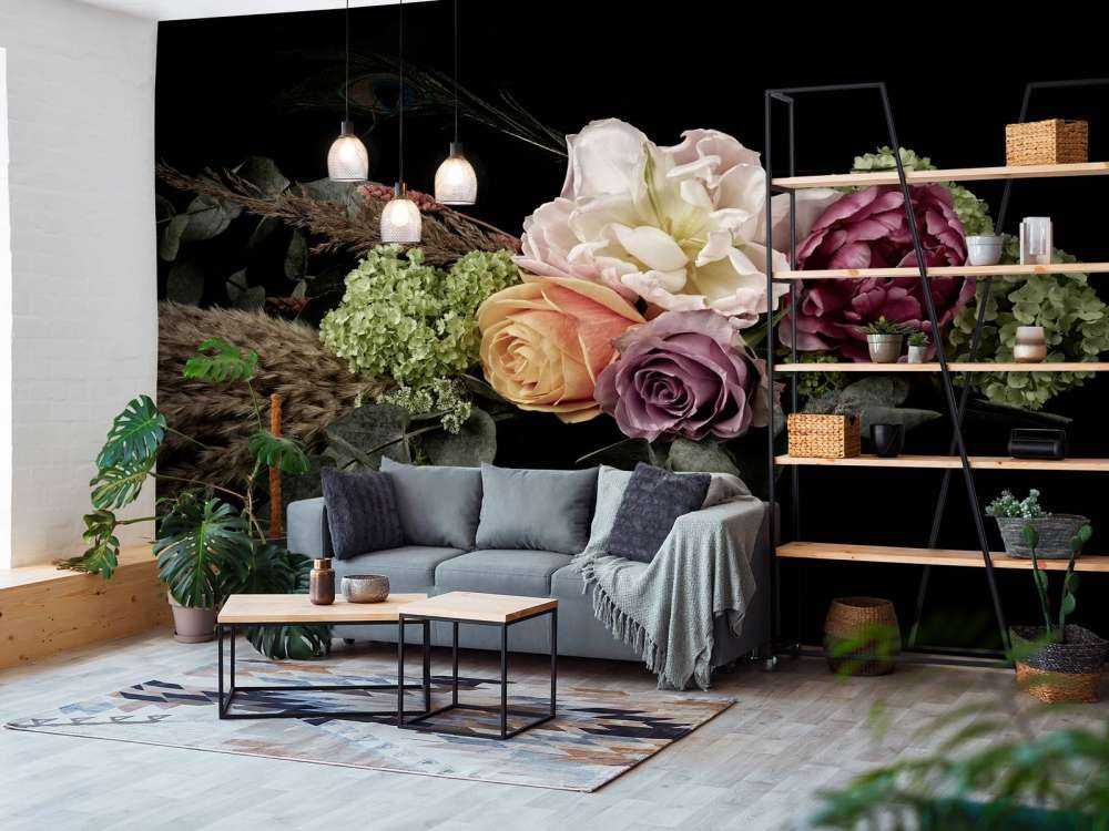 Pfauenfeder Blumenstrauß