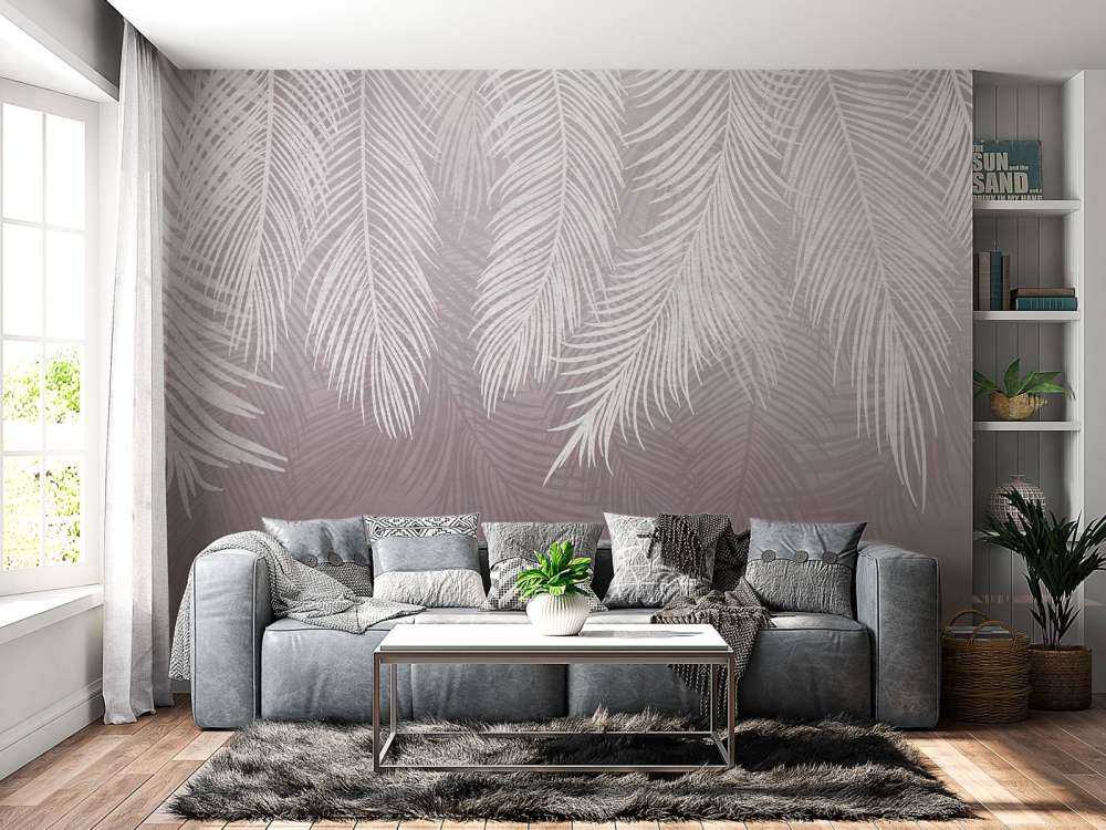 Palmenblätter auf Beton