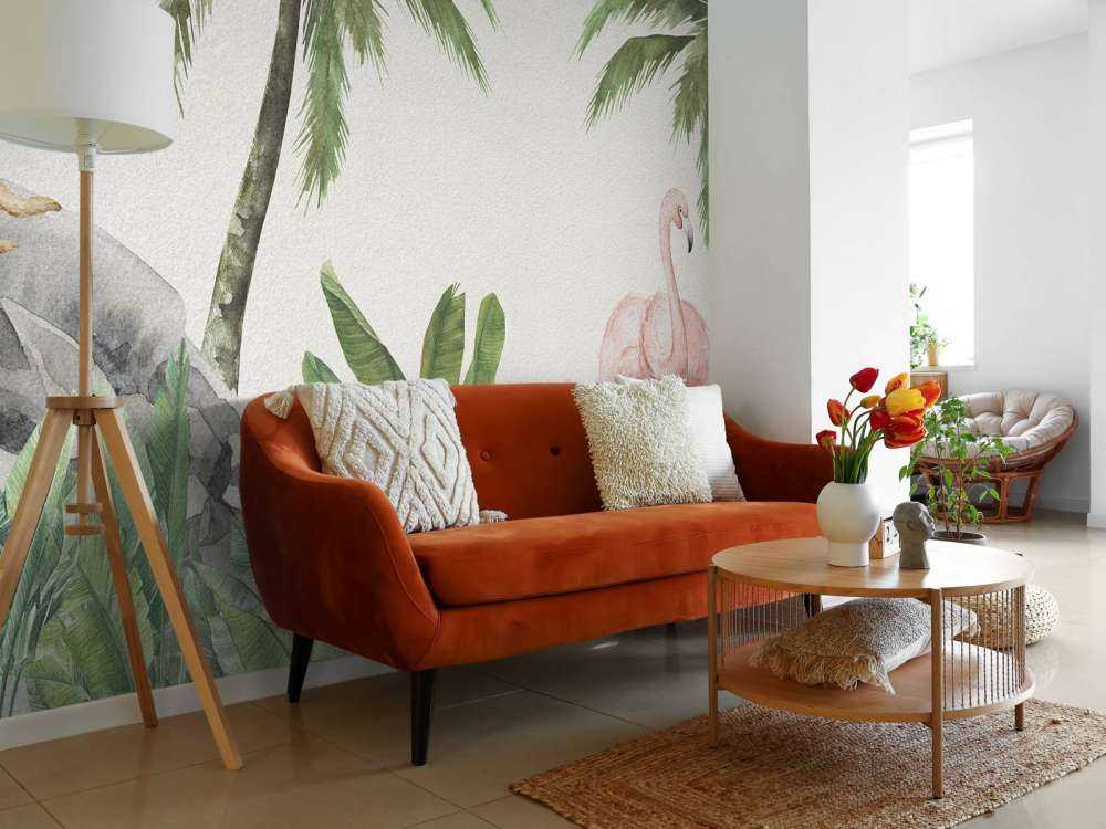 Flamingos und Affen