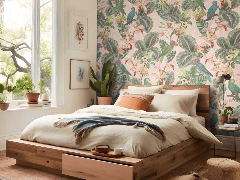 Tropical Jungle Vögel & Papageien - zartrosa