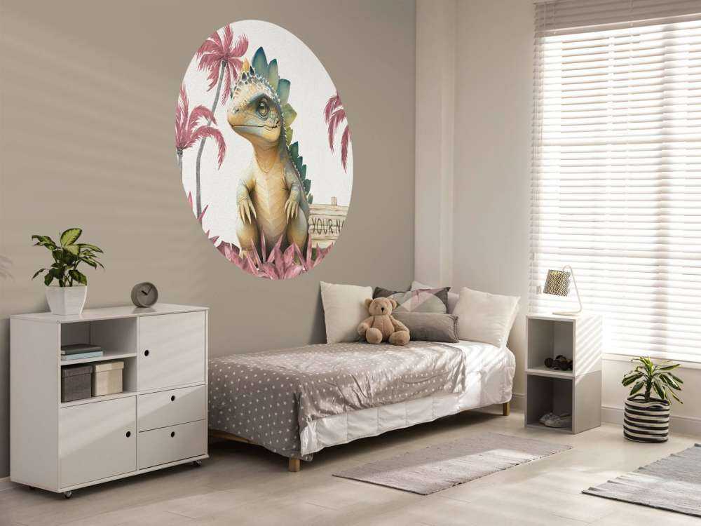 Baby-Stegosaurus im rosa Dschungel