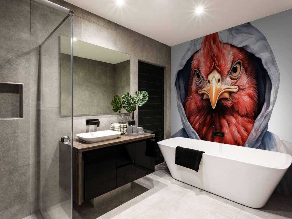 Aquarell-Cartoon-Huhn in einem Kapuzenpullover
