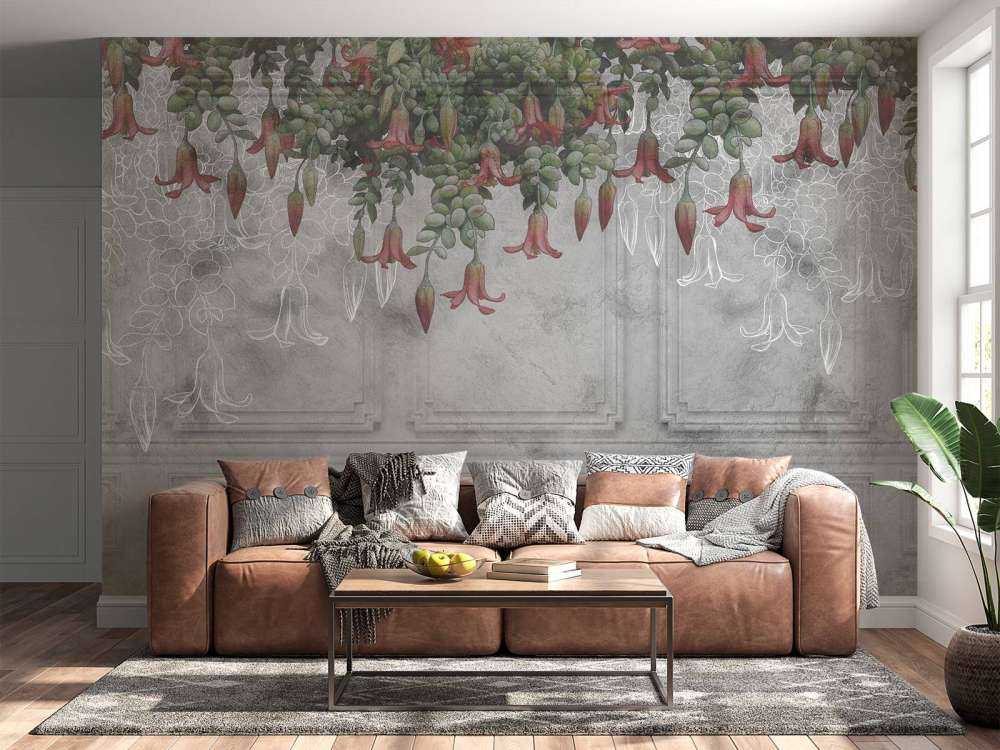 Klassische graue Polsterung mit Blumen