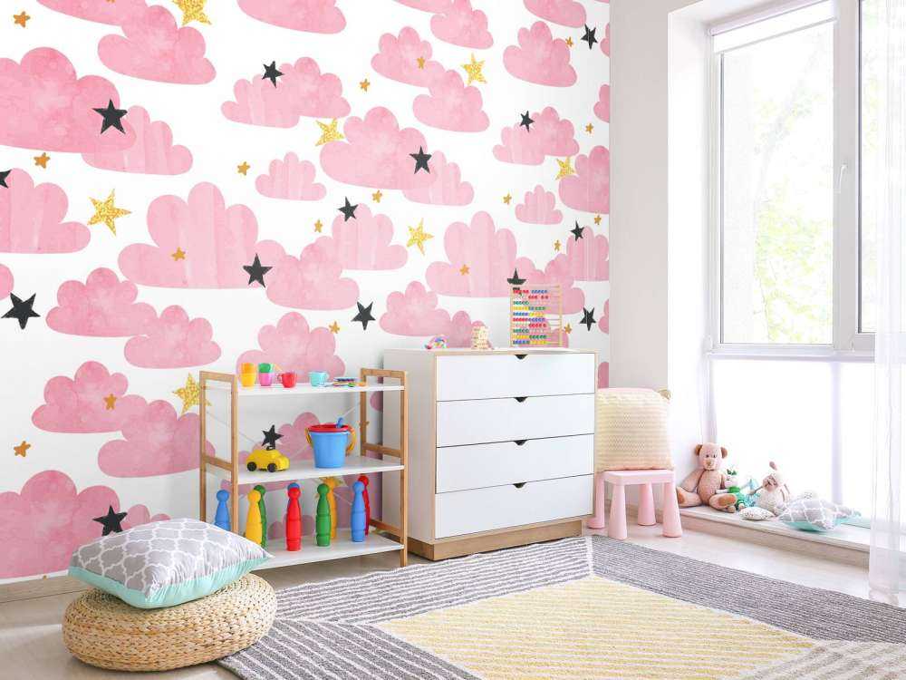 Aquarellwolken, rosa
