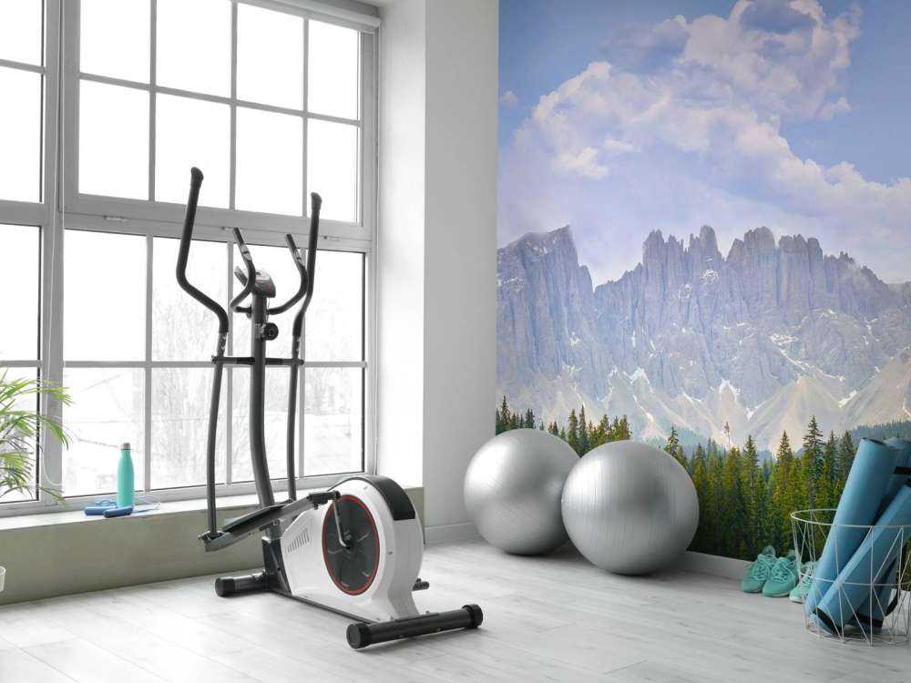 Berge mit Bäumen und Wolken