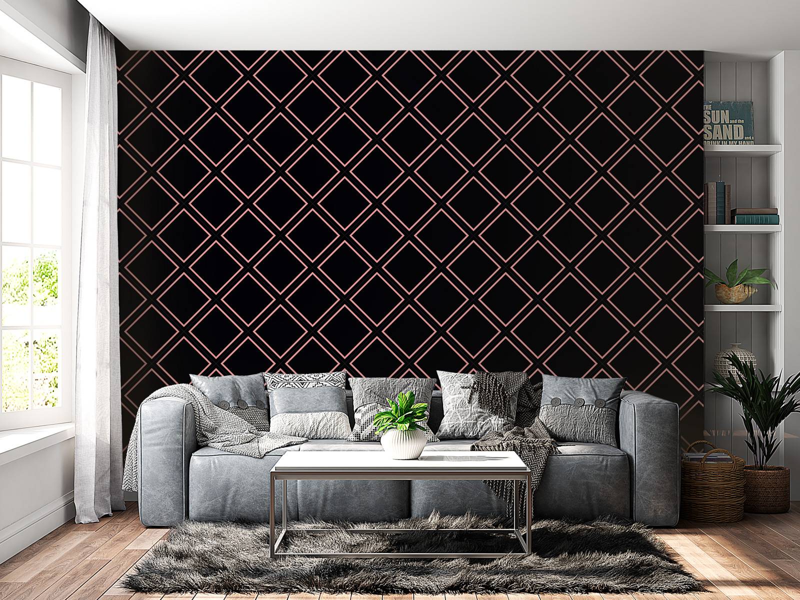 Geometrische Quadrate, schwarz