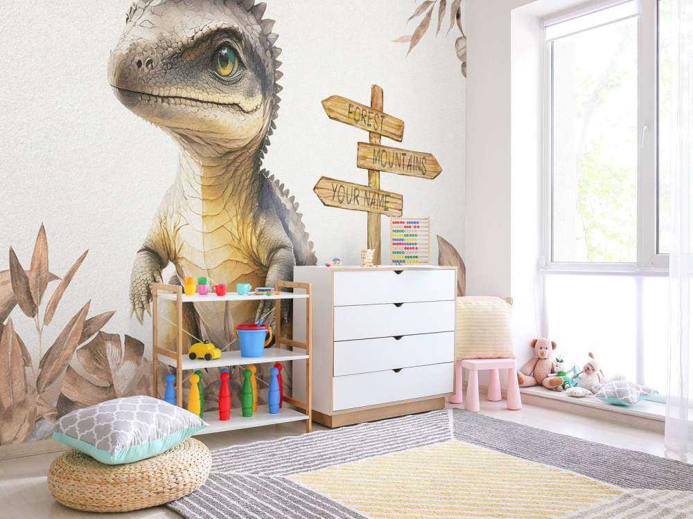 Baby-Spinosaurus im taupefarbenen Dschungel