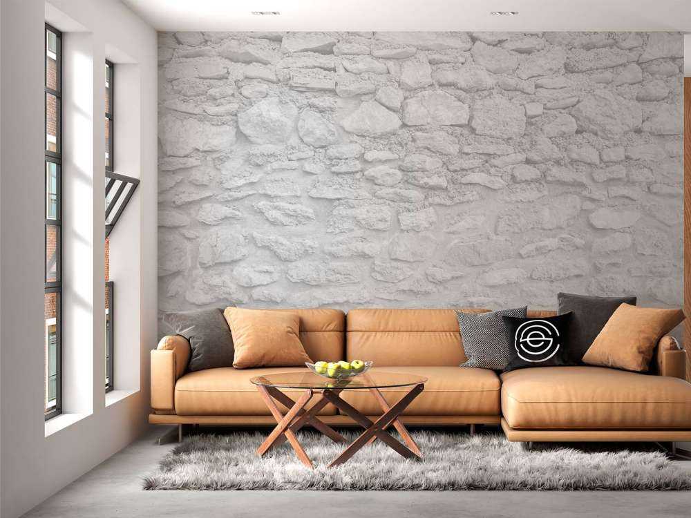 Helle Wand mit groben Ziegeln