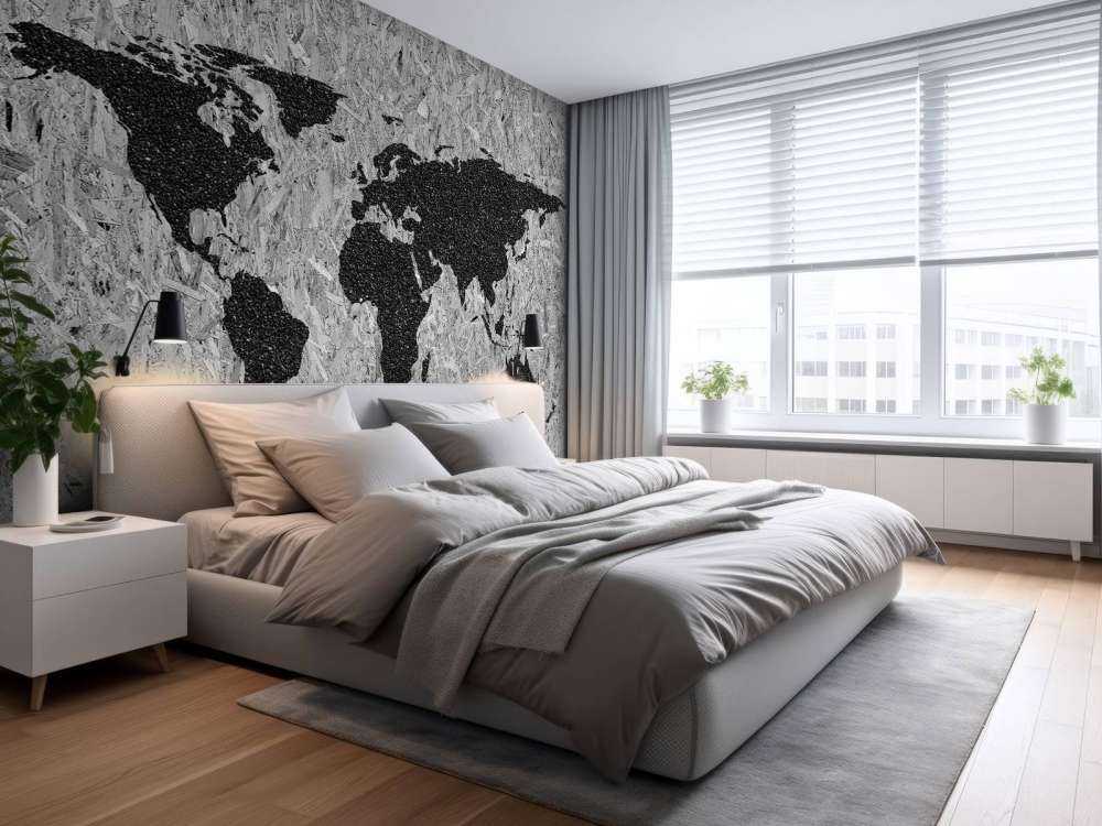 Schwarze Weltkarte auf weißem Hintergrund