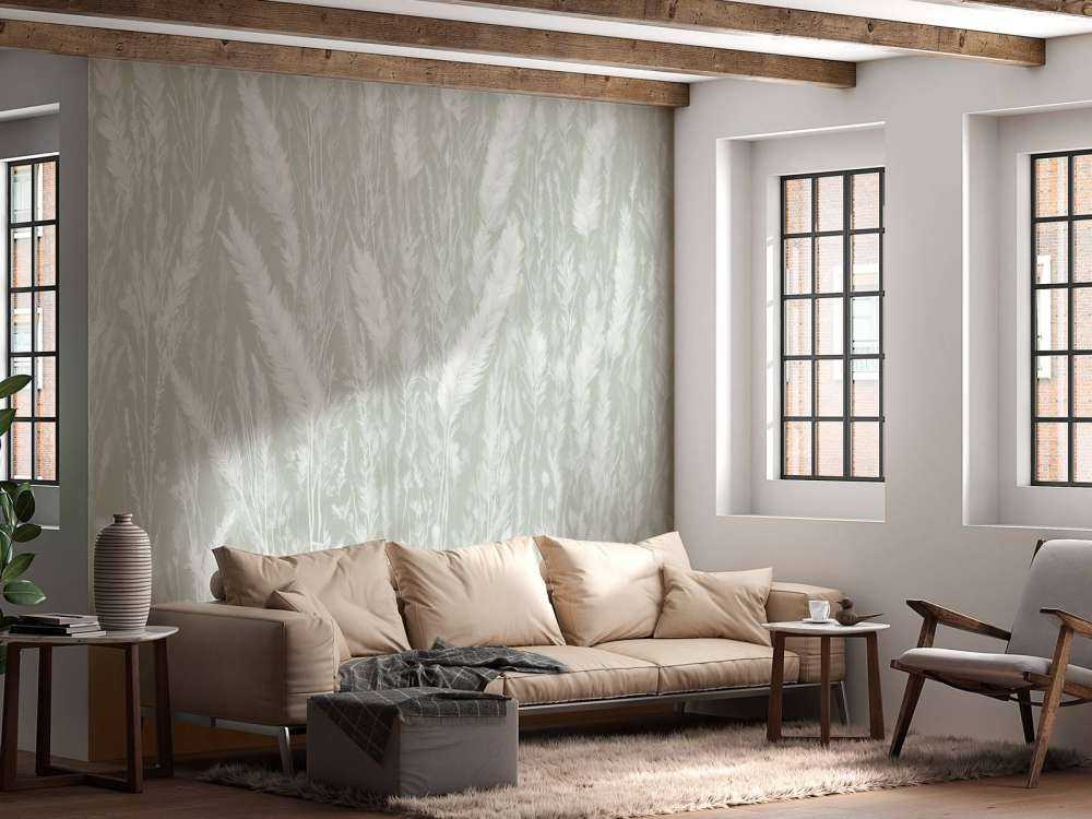 Wand von Feldgräsern - grün