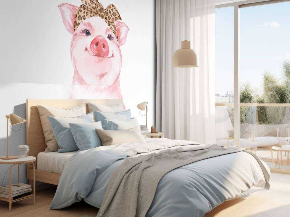 Lustiges kleines Schweinchen mit Halstuch