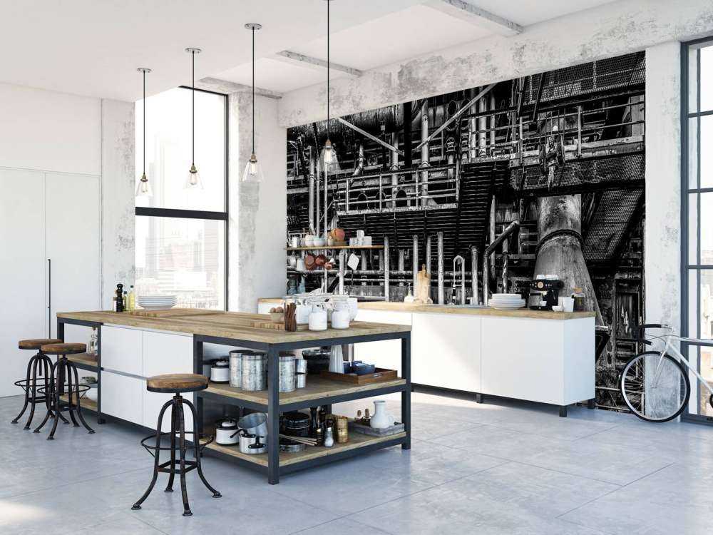 Altes Industriewerk in Schwarz-Weiß
