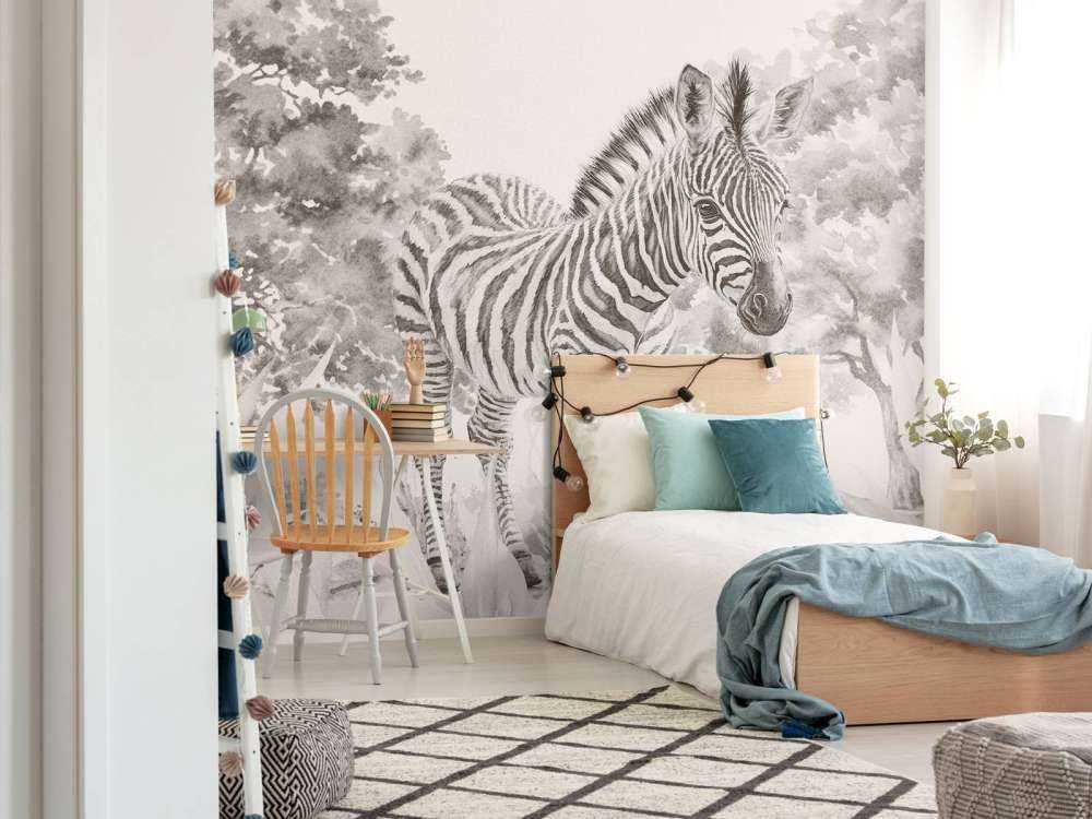 Junges Zebra in der Wildnis beige
