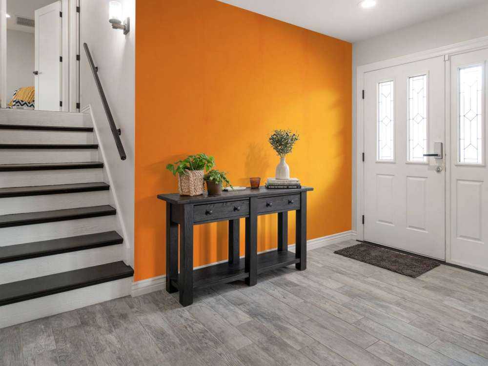 Leuchtend orangefarbener Beton
