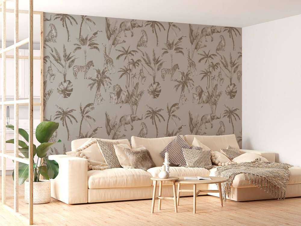 Tierisches Dschungelmuster taupe