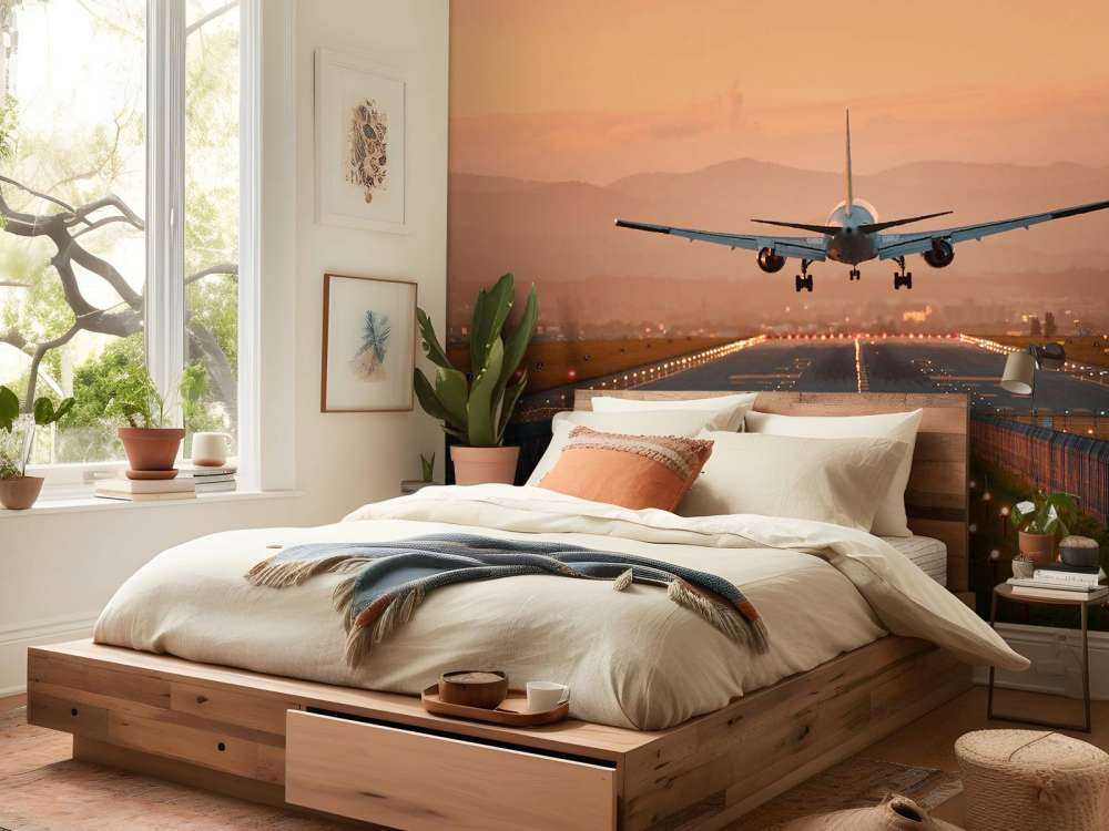 Landungsflugzeug in der Abendsonne
