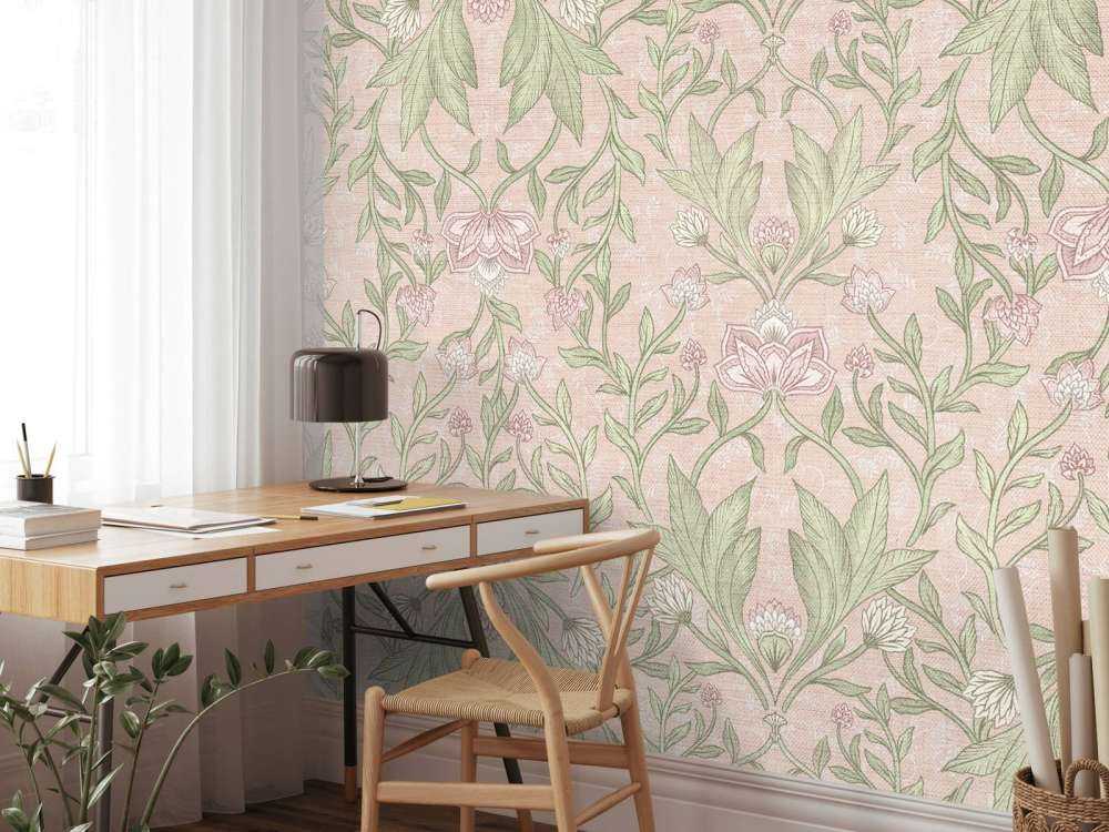 Morris Blumendamast - pastellrosa