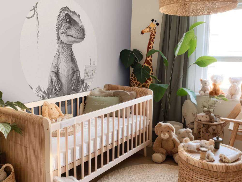 Baby-T-Rex im beigefarbenen Dschungel