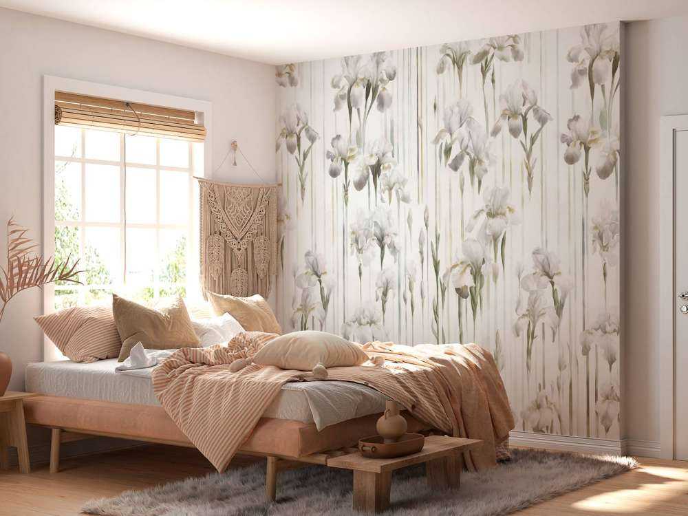 Iris und Streifen nahtlos Beige