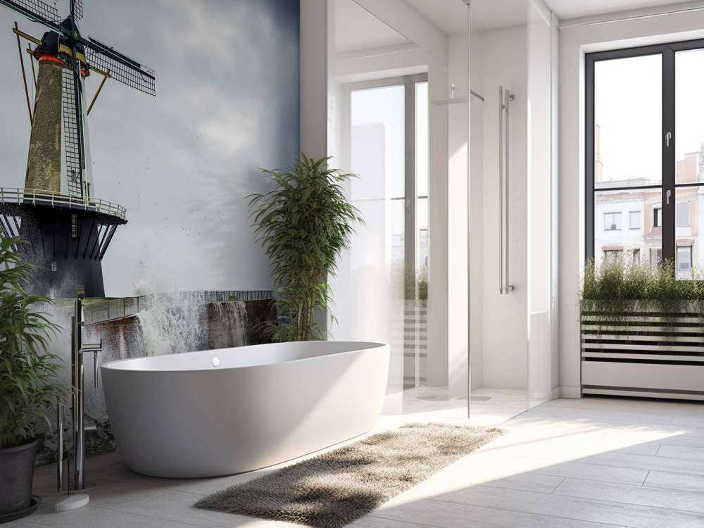 Mühle mit Sturmwellen