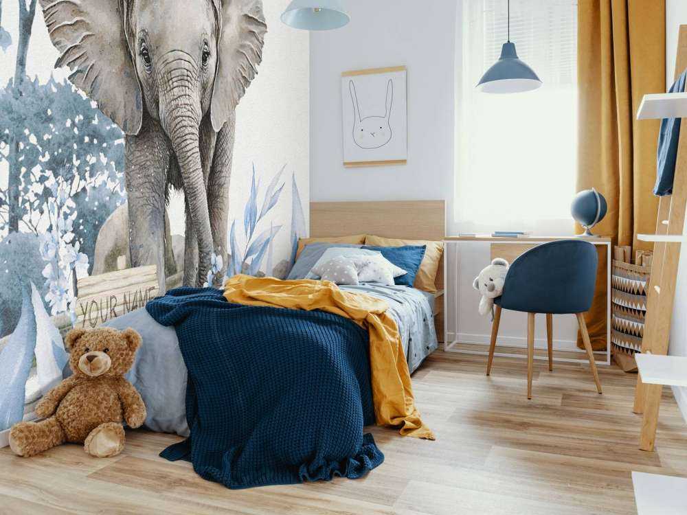 Elefantenbaby im Dschungel blau