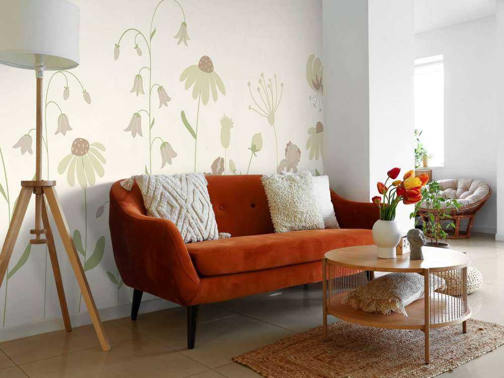 Blumenfeld hoch beige mit altrosa