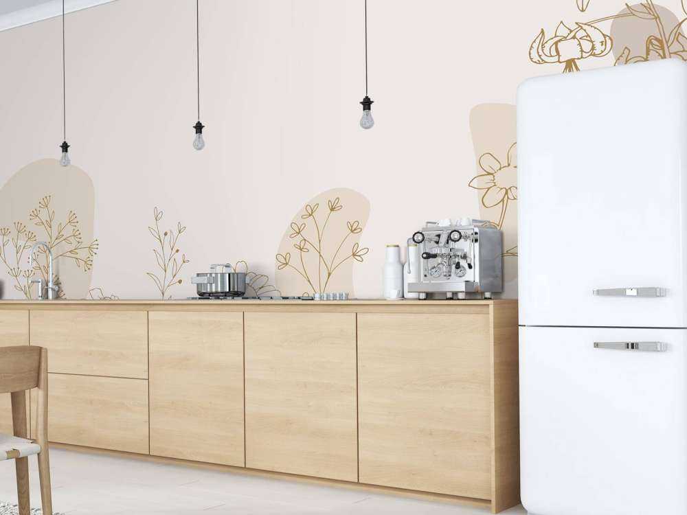 Blumenfeld hoch beige und Naturfarben