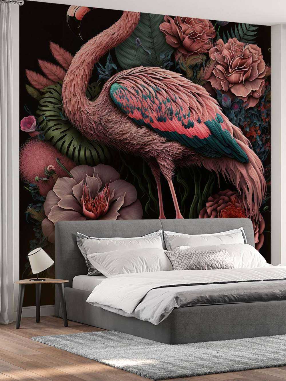 Flamingo Blumenpracht Nacht