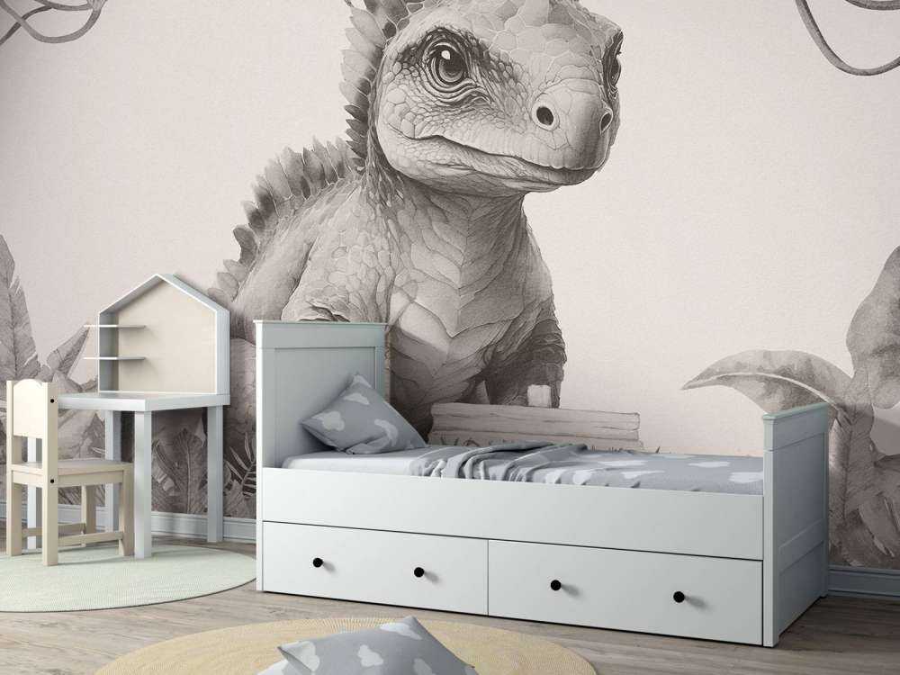 Baby-Ankylosaurus im beigefarbenen Dschungel