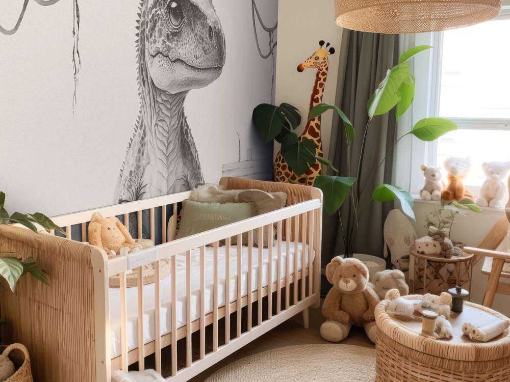 Baby-T-Rex im beigefarbenen Dschungel