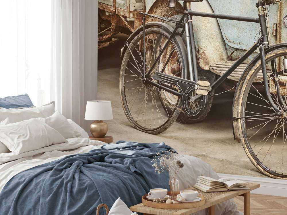 Retro altes Fahrrad mit LKW