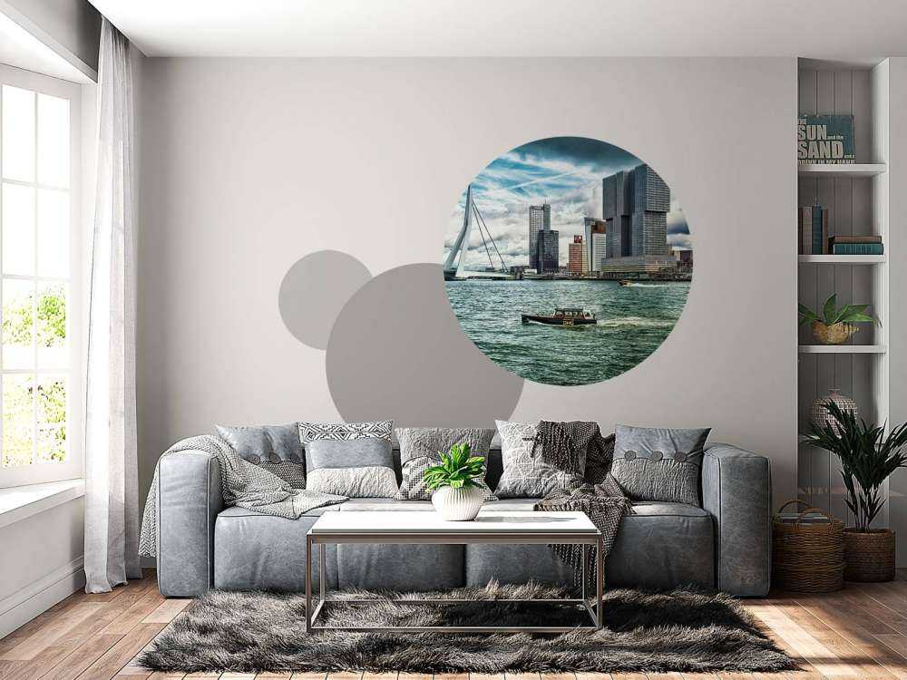 Skyline' Rotterdam mit Blick auf den Kop van Zuid in Farbe 
