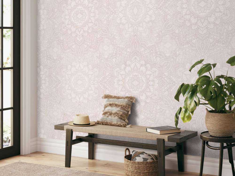 Goldenes Boho-Mandala - errötetes Rosa
