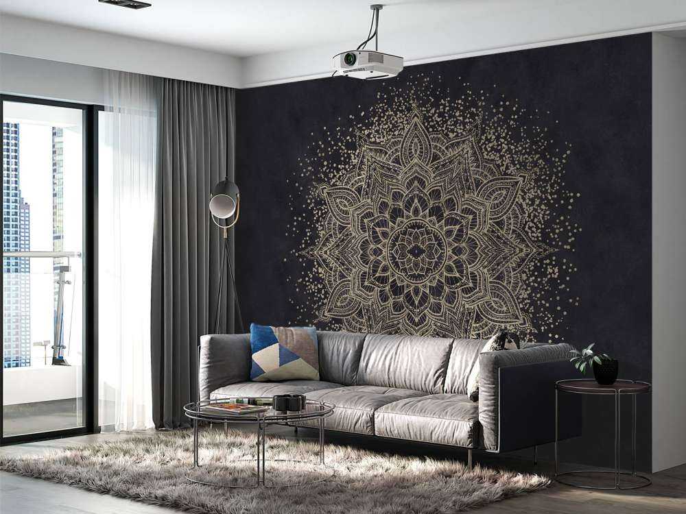 Golden Sparkling Mandala - dunkelmarine