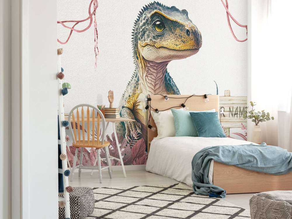 Baby-T-Rex im rosa Dschungel